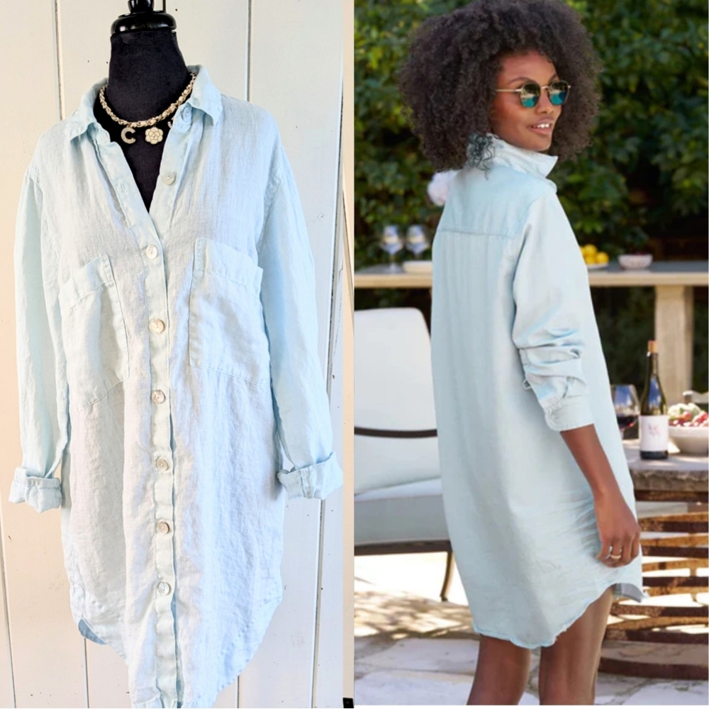🌴Haris Cotton Luxe Linen Shirt Dress sz M/L